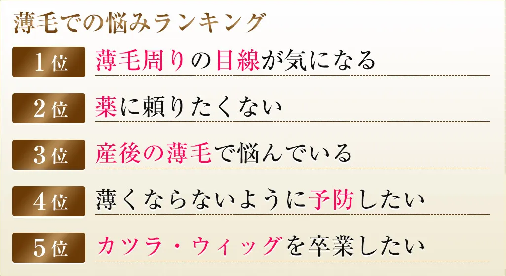 薄毛での悩みランキング